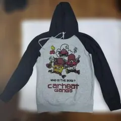 エルモ×スポンジボブ 裏起毛パーカー フード付き　Мサイズ