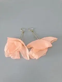 ピアス　フック　ピンク　フラワー