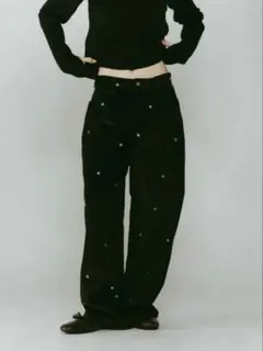 YOU LOOK GOOD×JS ソフトチノスパンコールパンツ ブラック - メルカリ