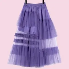 アシメフリルシースルーボリュームチュールスカート