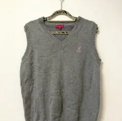 グレー Vネック ノースリーブ スクールベスト