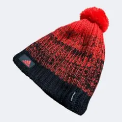 adidas 赤黒 ニット帽 フリーサイズ