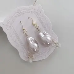 ✨Open記念価格✨大粒 バロックパール風 揺れる ピアス イヤリング 入学式