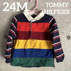 美品 トミーヒルフィガー ラガーシャツ ポロシャツ　　コットン100% 24M