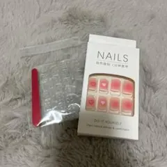 【新品】ネイルチップ ショート 24枚入 白縁 ピンクハート 和風 可愛い