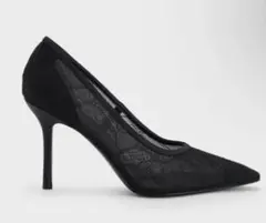 CHARLES & KEITH ブラックポインテッドトゥヒールパンプスのサムネイル