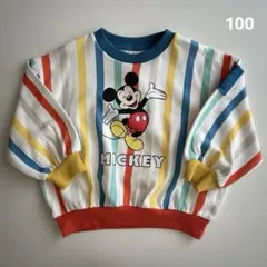 新品 (100) はるぴのママ コラボ ミッキー トレーナー 綿100% 裏毛のサムネイル