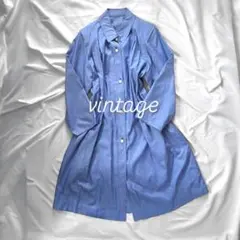 vintage ロングシャツ 水玉模様 ドット柄 カジュアル