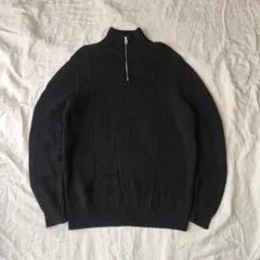 ZARA ハーフジップニット 黒 コットン