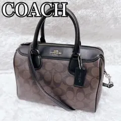 【美品】 COACH シグネチャー 2way PVC コーチ ブラウン