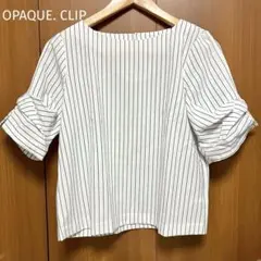 OPAQUE CLIP ストライプ 半袖シャツ 38 M ホワイト