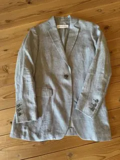 Adolfo Dominguez リネン ライトグレー テーラードジャケット