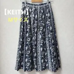 KEITH 花柄タックフレアスカート ネイビーのサムネイル