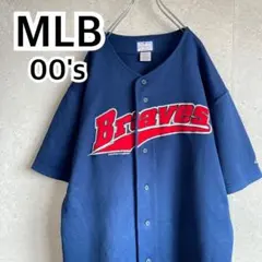 90s MLB メジャーブレーブス ゲームシャツ ネイビー アメリカ古着 90s MLB メジャーブレーブス ゲームシャツ ネイビー アメリカ古着