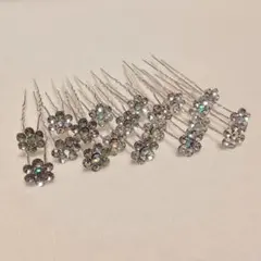 花型装飾付き金属製ヘアピンセット20本