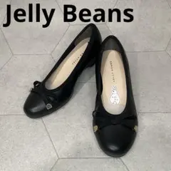☆美品☆Jelly Beans ブラックバレエシューズ　リボン付き　23.5cm