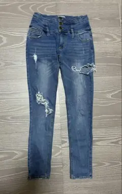 INGNI サイドダメージ ストレッチ スキニー パンツ ズボン ハイウエスト