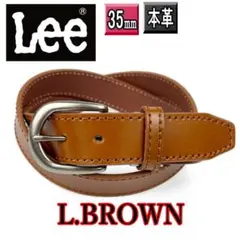 茶 Lee 本革 ベルト 0120574 ステッチデザイン D型バックル リー