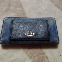 COACH デニムレザー長財布