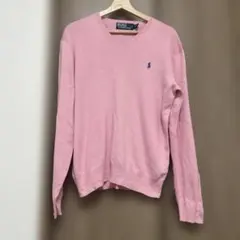 春カラー ポロ ラルフローレン ピマコットンVネックニット セーター ピンク M
