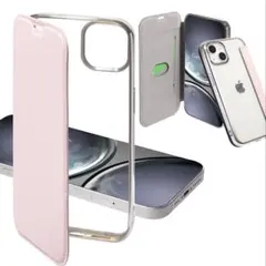 iPhone15用 手帳型ケース ピンク カードケース付き
