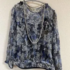 [美品]BURBERRY 花柄 長袖ブラウスXL +インナー