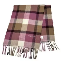 ブルーレーベルクレストブリッジ チェック柄マフラー ピンク系 羊毛×カシミヤ