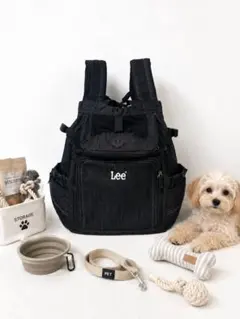 美品ペットパラダイス × Lee ハグ＆リュックブラックデニム超小型犬用 通気性のサムネイル