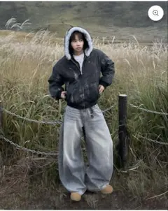 ウォッシュダメージファーフードジャケット