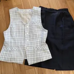 仕事着、制服に。夏用　ベスト5号とタイトスカート7号のセット 事務員　OL