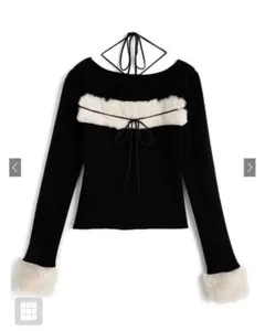 GRL ファーホルターネックリボンニットトップス[ru1387]