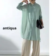 antiqua アンティカ　スタンドカラーシアーシャツ シャツ レディース　Fのサムネイル