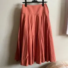 UNIQLO U シアサッカー　オレンジ　フレアスカート 61サイズ