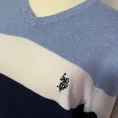 ポロラルフローレン 配色ニット セーター 紺色 ビッグロゴ