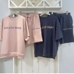 新品未使用 gelato pique 裏毛プルオーバー＆ハーフパンツセットピンク