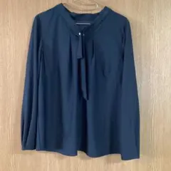 ネイビー リボン付きブラウス　グリーンレーベルリラクシング