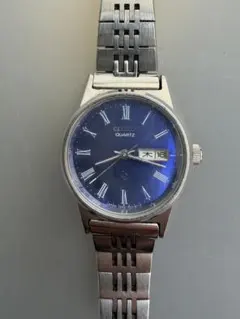 【電池切れ】CITIZEN シチズン クォーツ 腕時計 デイデイト ブルー文字盤