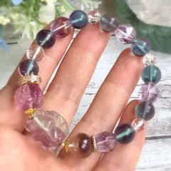 九尾狐＆ルドラクシャフローライト✨天然石デザインブレスレット