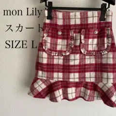 mon Lily 赤と白のチェック ミニスカート L