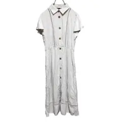 W-226【美品】ZARA ザラ リネン混 シャツワンピース ロングワンピース
