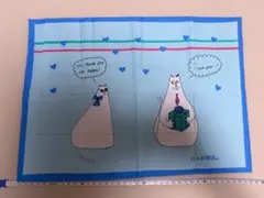 【新品未使用】ハート物語 ハンカチ 猫柄 ライトブルー ハート柄
