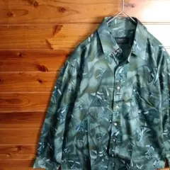 長袖シャツ　柄シャツ　総柄　オーバーサイズ　羽織　ゆるだぼ　レトロ　ヴィンテージ