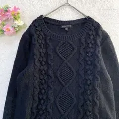 美品★ 【バナナリパブリック】ケーブル ニット セーター （M） ビジュー 黒