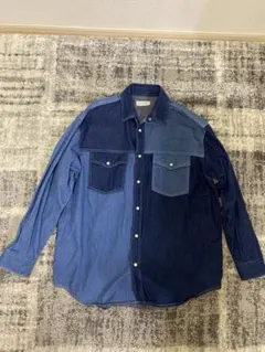 バイカラー デニムシャツ ウエスタンスタイル