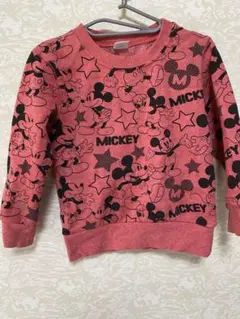 ミッキーマウス プリント トレーナー ピンク