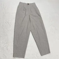 GU チェックパンツ Sサイズ ベージュ ワイドパンツ テーパード カジュアル