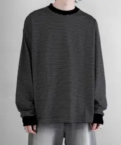 【RUUBON】ラスティック ロングスリーブTシャツ / ロンT ブラック系1