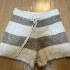 gelato pique ふわもこボーダーショートパンツ モカ×ホワイト