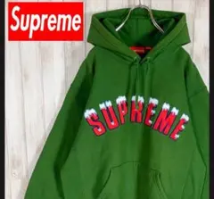 supreme アーチ刺繍ロゴ 雪 パーカー