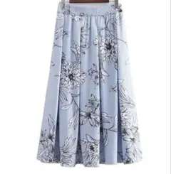 【美品】ZARA WOMAN 花柄 ストライプ フレアスカート ウエストゴム Mのサムネイル